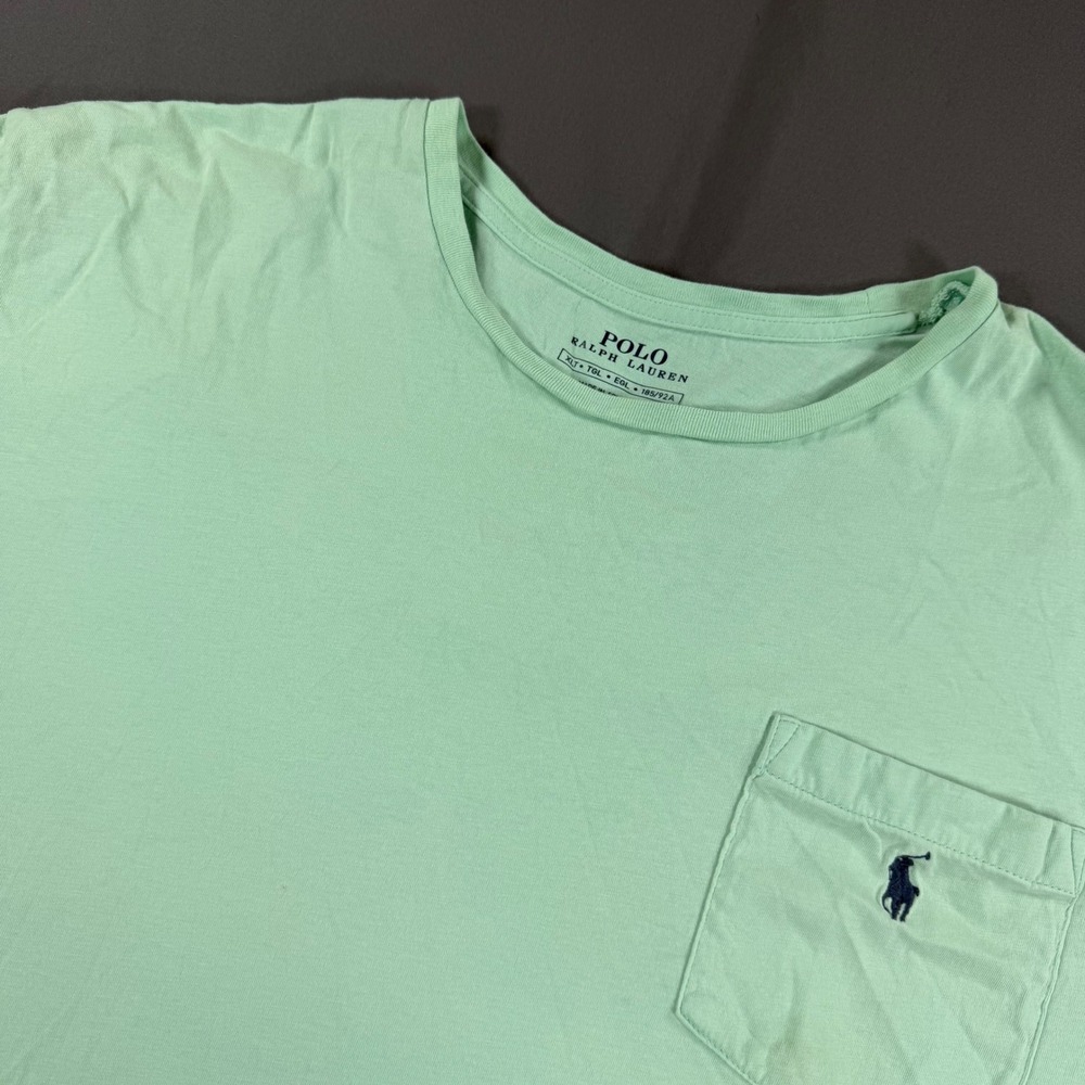 Polo Ralph Lauren Mens XLT Mint Green Pocket T-Shirt Cotton Pony Logo Tee